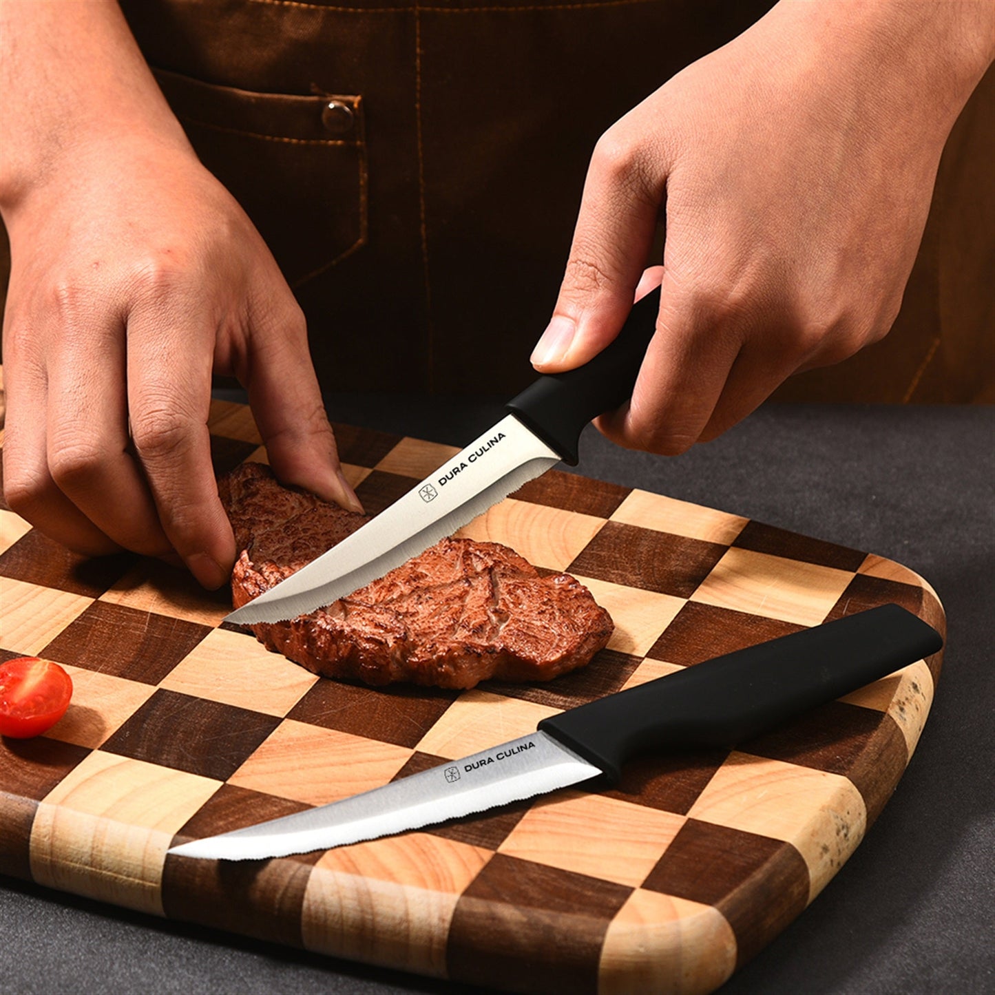 4-Piece Steak Knife Set - High Carbon Stainless Steel Serrated Blades with Ergonomic Handles, 4.5” Premium Kitchen Knives for Dining-3