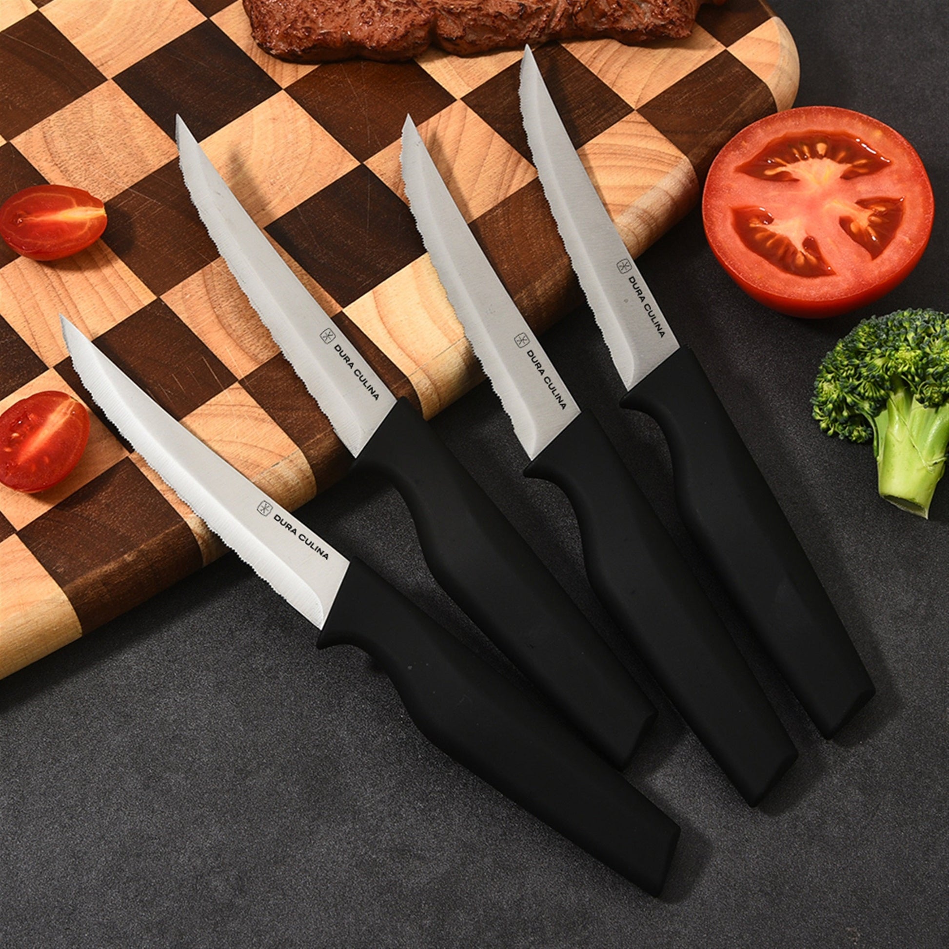 4-Piece Steak Knife Set - High Carbon Stainless Steel Serrated Blades with Ergonomic Handles, 4.5” Premium Kitchen Knives for Dining-1